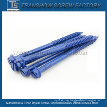 Blue Ruspert Coating Slotted Hex Washer Head Concrete Screws